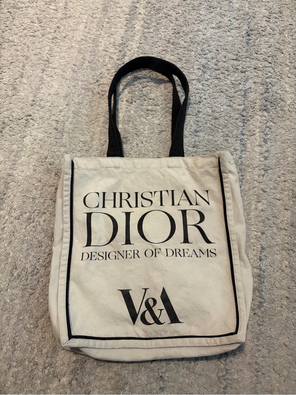 Christian Dior V&A Designer of Dreams Exhibition Canvas Tote Bag Cream Black